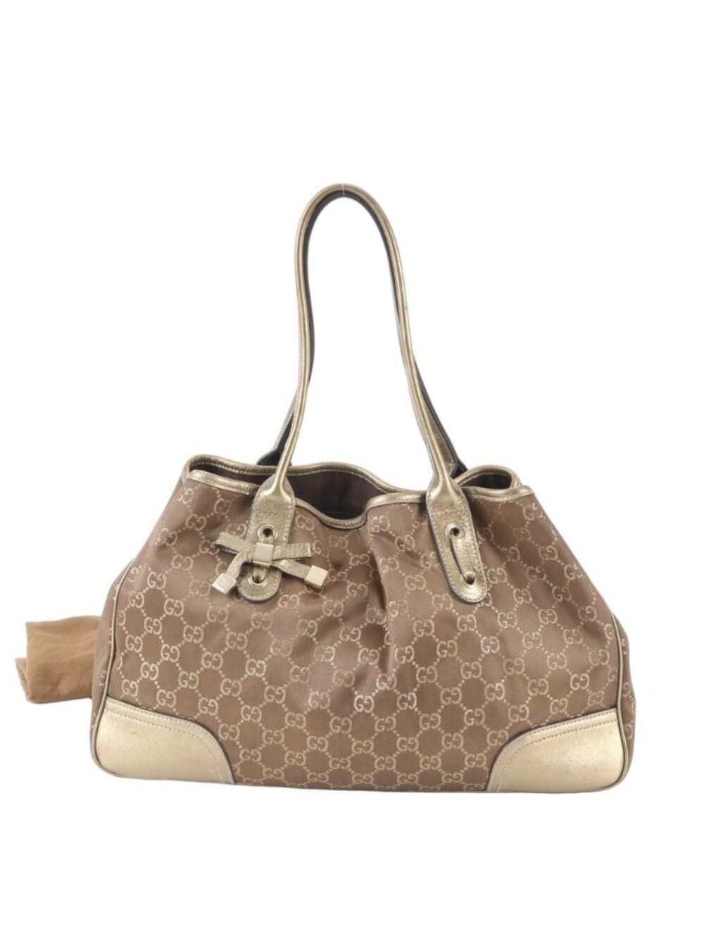 Gucci GG Principi Leather Tote Shoulder Hand Brown Gold